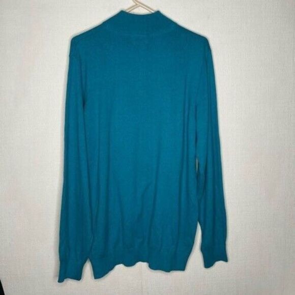 L.L. Bean Mens Size XLT Blue Cotton/Cashmere 1/4 Zip Mocneck Pullover Sweater - Picture 7 of 8
